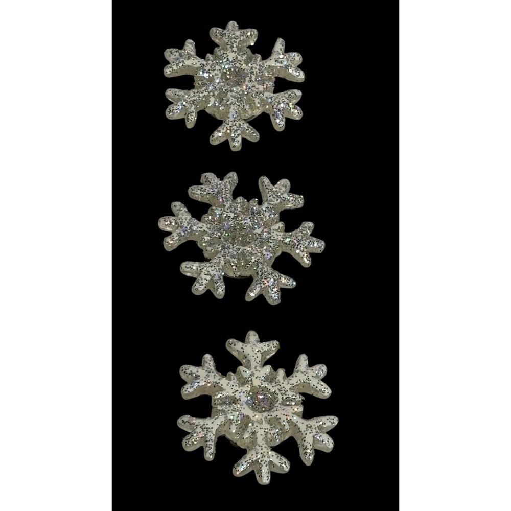 3 Novelty Glitter Snowflakes Button Covers